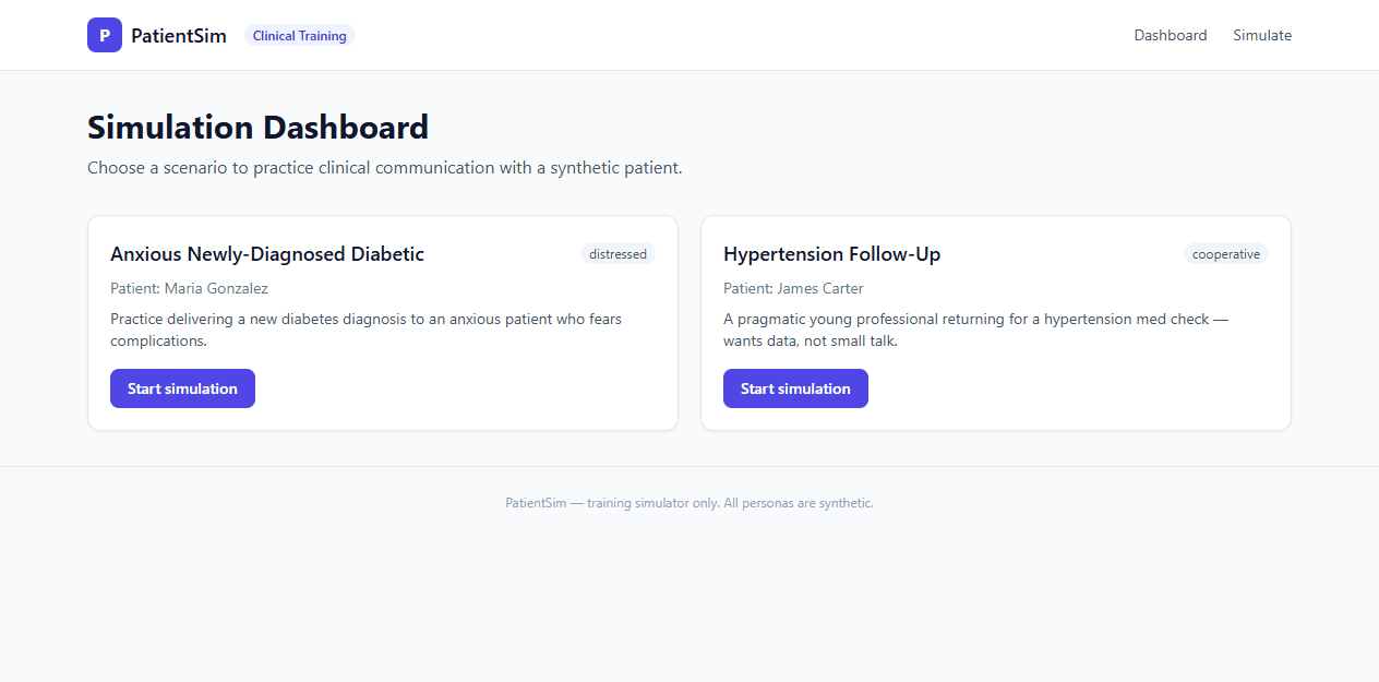 DokSim Clinical Dashboard Preview